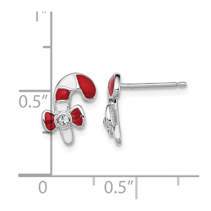 Sterling Silver Red and White Candy Cane Post Earrings