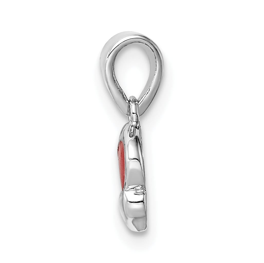 Sterling Silver Red Enameled Hearts Petite Pendant