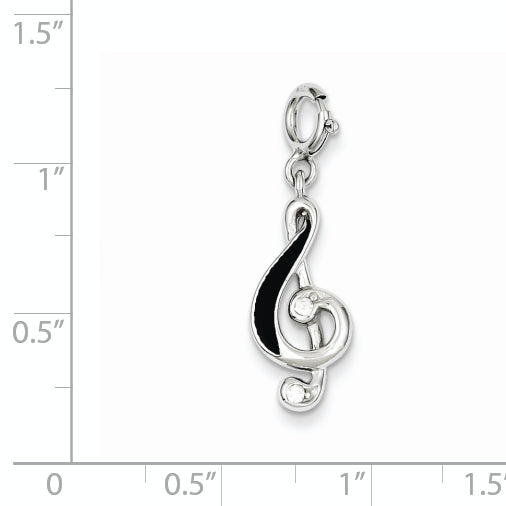 Sterling Silver Red Enameled Treble Clef Charm