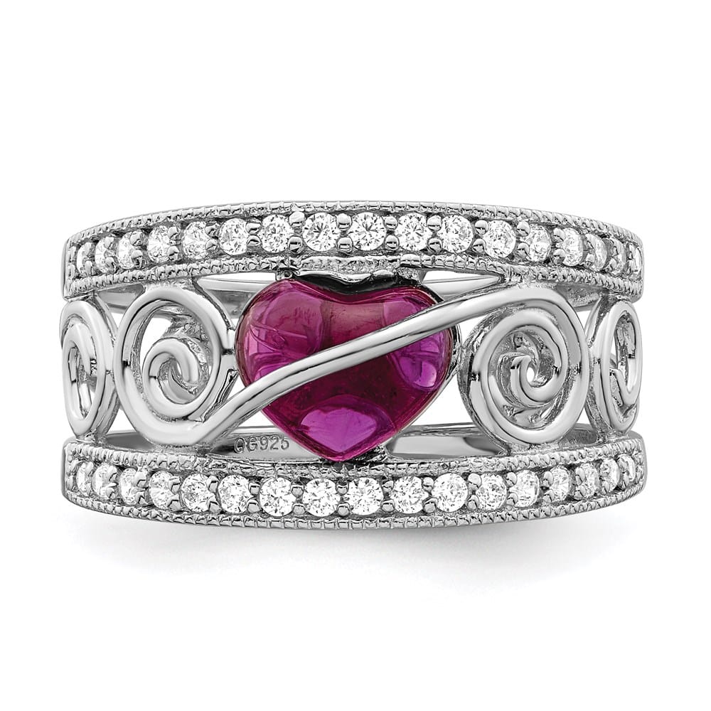 Sterling Silver Red Heart CZ & Clear CZ Ring Stock Size 7 Ring Are Refundable