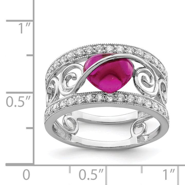Sterling Silver Red Heart CZ & Clear CZ Ring Stock Size 7 Ring Are Refundable