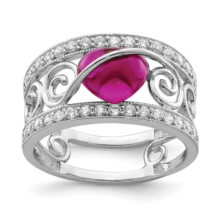 Sterling Silver Red Heart CZ & Clear CZ Ring Stock Size 7 Ring Are Refundable