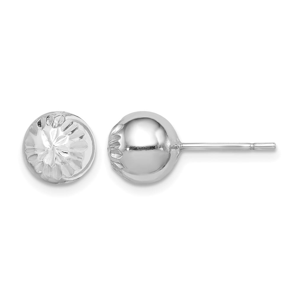 Sterling Silver Rhod- D.C. 8mm Ball Post Earrings, view 1 of 4
