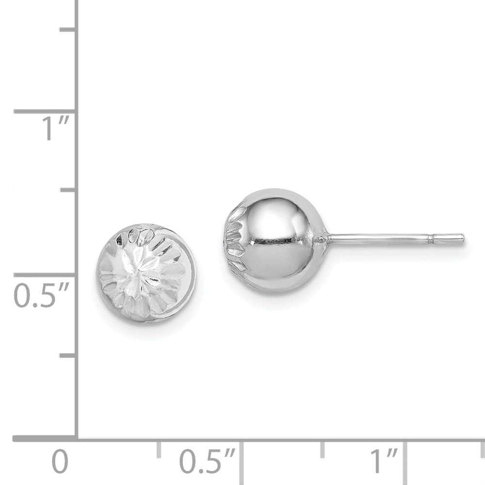 Sterling Silver Rhod- D.C. 8mm Ball Post Earrings, view 4 of 4