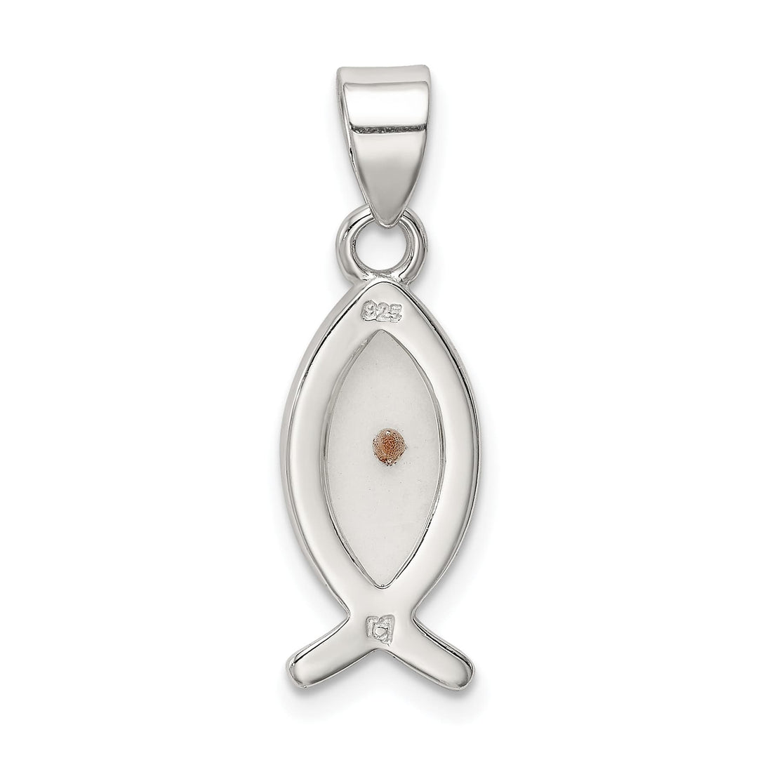 Sterling Silver Rhod-pltd Enameled Mustard Seed Ichthus Fish Pendant