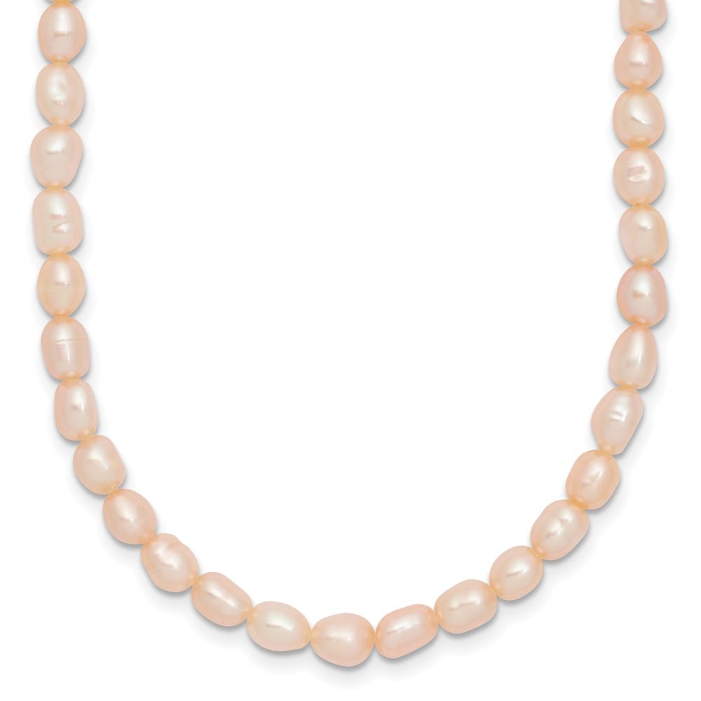 Sterling Silver Rhodium 4-5mm Pink Pearl Children's 13 inch Necklace