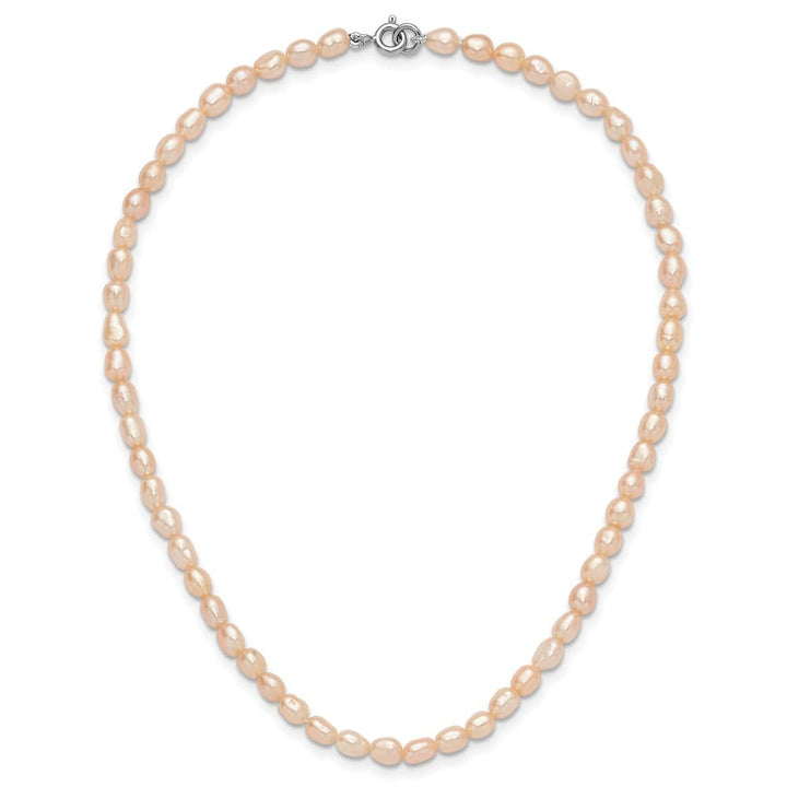Sterling Silver Rhodium 4-5mm Pink Pearl Children's 13 inch Necklace