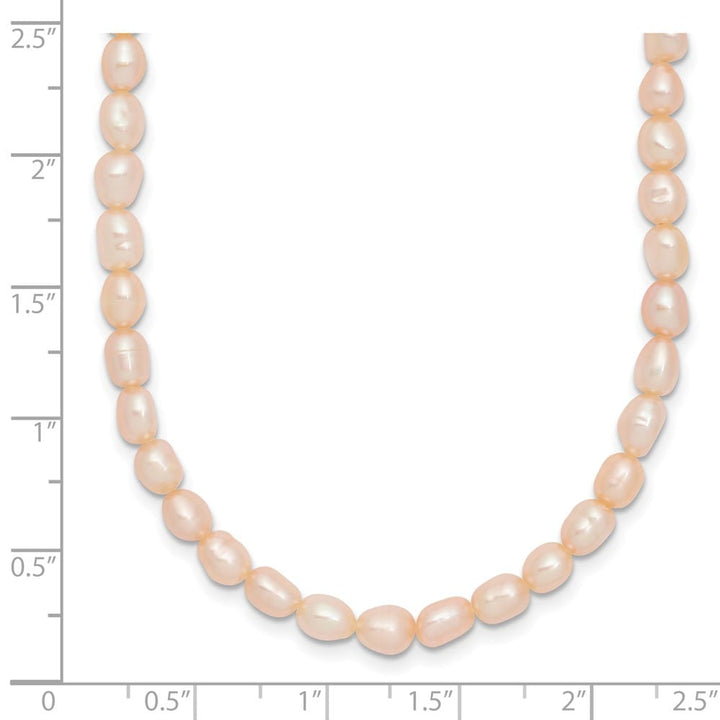 Sterling Silver Rhodium 4-5mm Pink Pearl Children's 13 inch Necklace