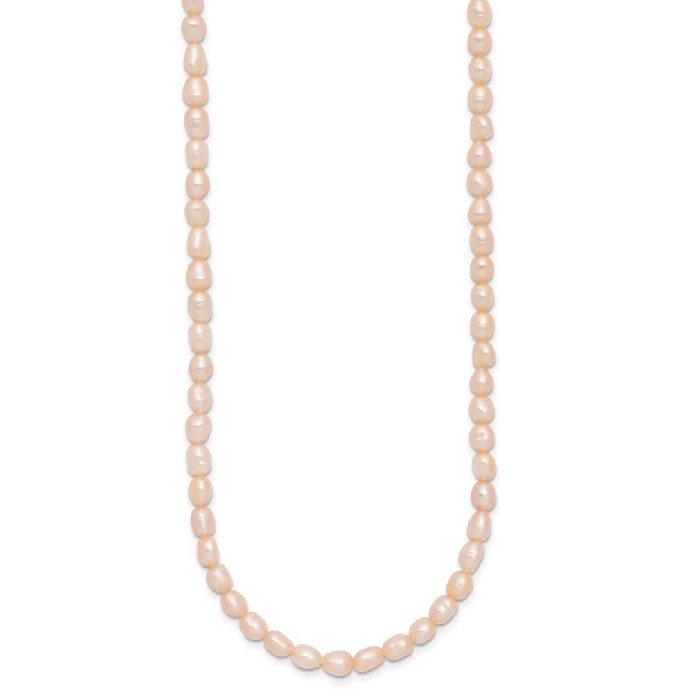Sterling Silver Rhodium 4-5mm Pink Pearl Children's 13 inch Necklace
