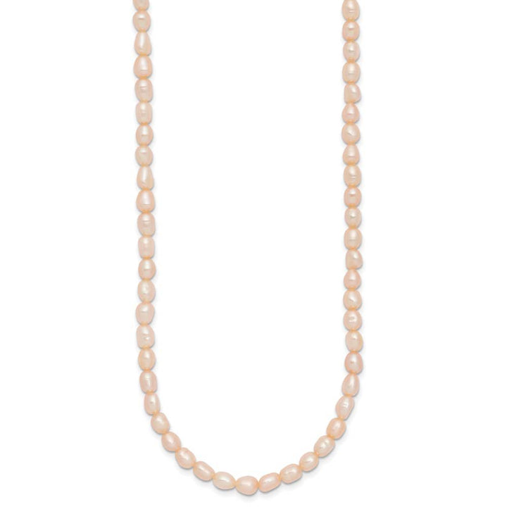 Sterling Silver Rhodium 4-5mm Pink Pearl Children's 13 inch Necklace