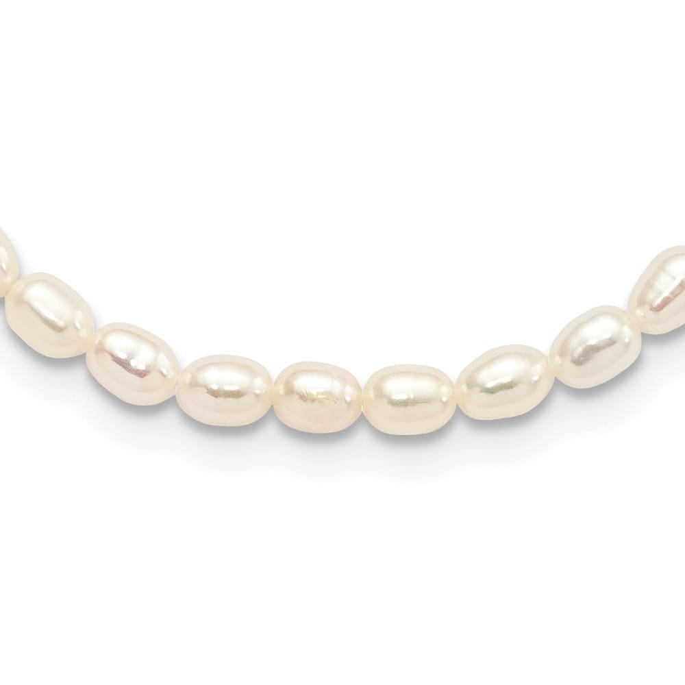 Sterling Silver Rhodium 4-5mm White Pearl Children's 13 inch Necklace