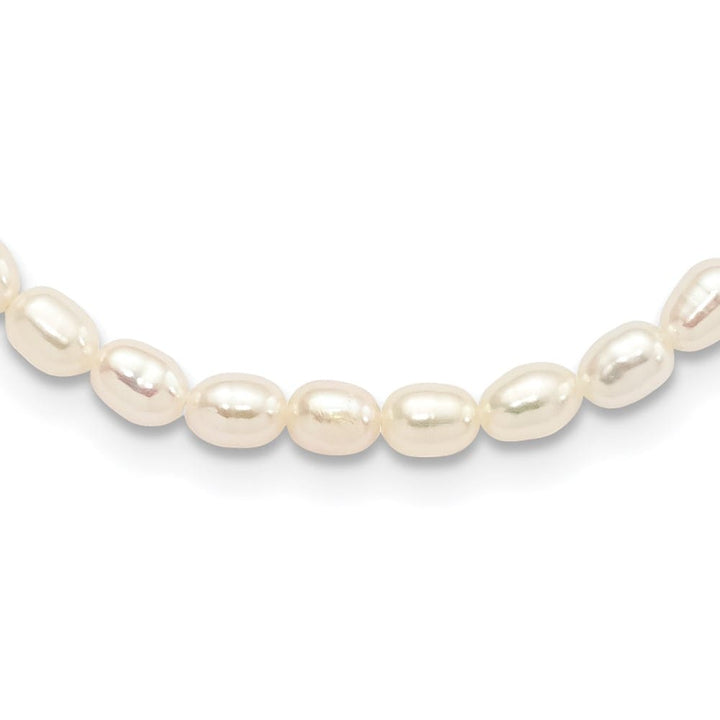 Sterling Silver Rhodium 4-5mm White Pearl Children's 13 inch Necklace
