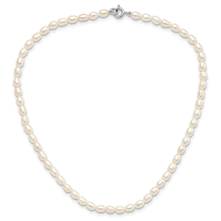 Sterling Silver Rhodium 4-5mm White Pearl Children's 13 inch Necklace