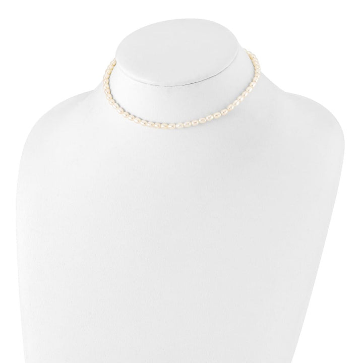 Sterling Silver Rhodium 4-5mm White Pearl Children's 13 inch Necklace