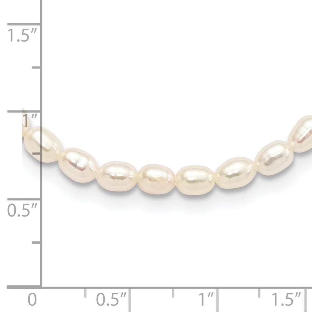 Sterling Silver Rhodium 4-5mm White Pearl Children's 13 inch Necklace