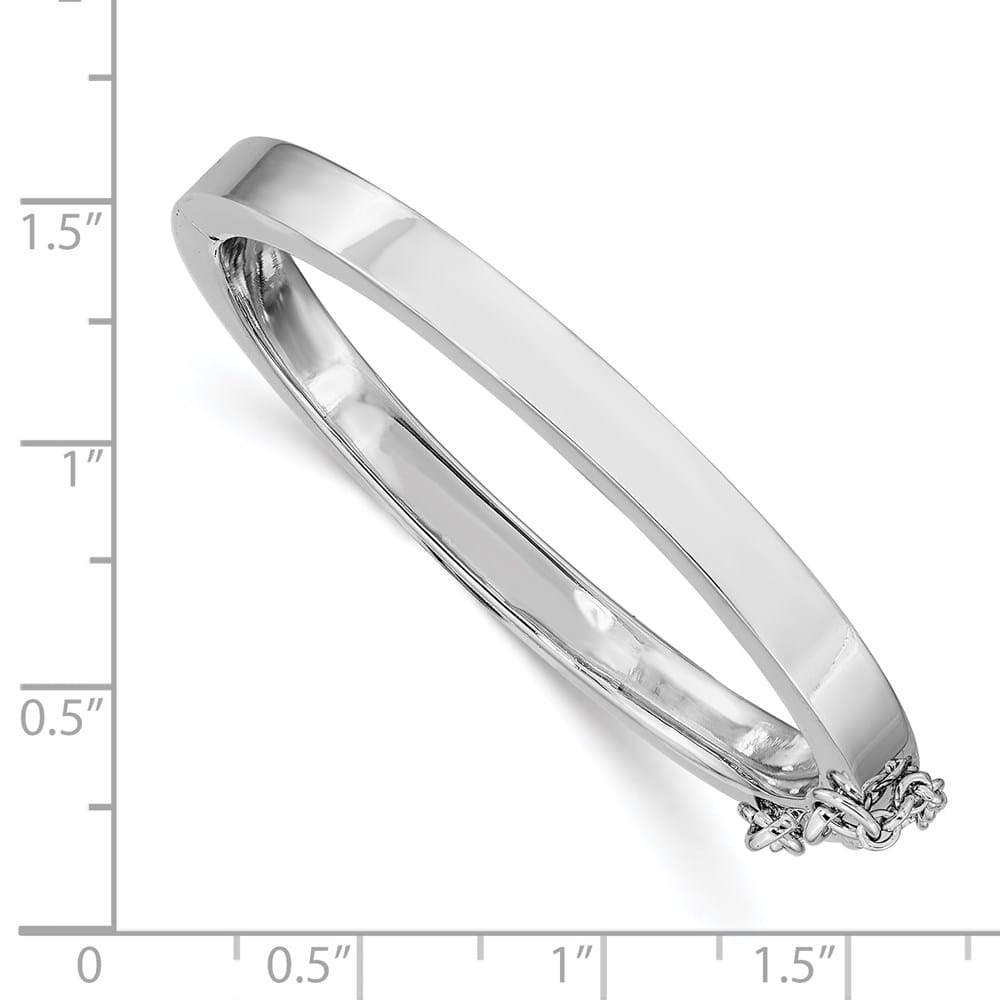 Sterling Silver Rhodium 4mm 40 mm Inside Diameter Hinged Bangle