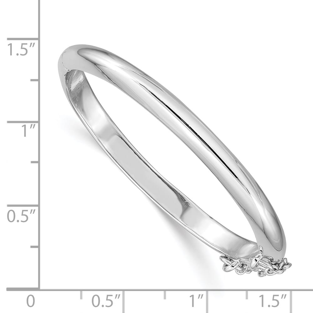 Sterling Silver Rhodium 4mm 40mm Inside Diameter Hinged Bangle