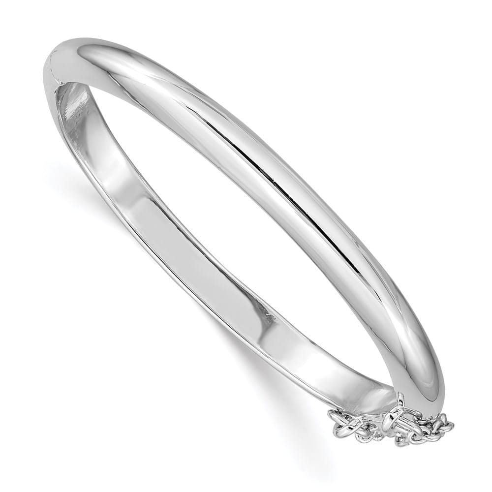 Sterling Silver Rhodium 4mm 40mm Inside Diameter Hinged Bangle
