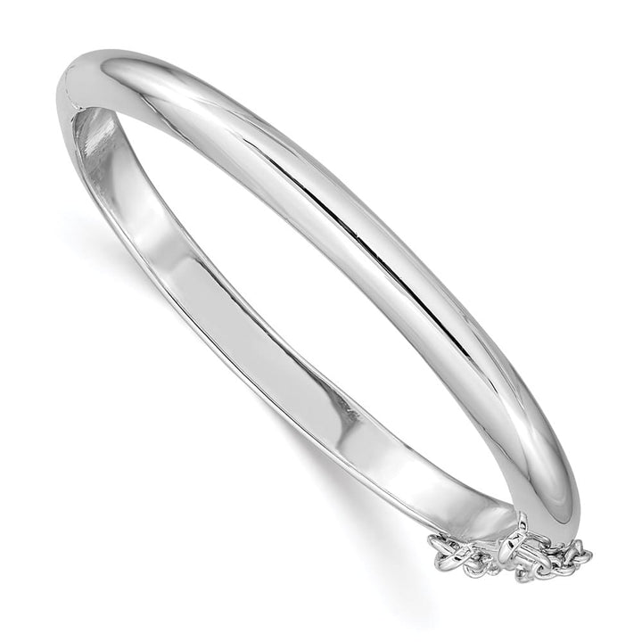 Sterling Silver Rhodium 4mm 40mm Inside Diameter Hinged Bangle