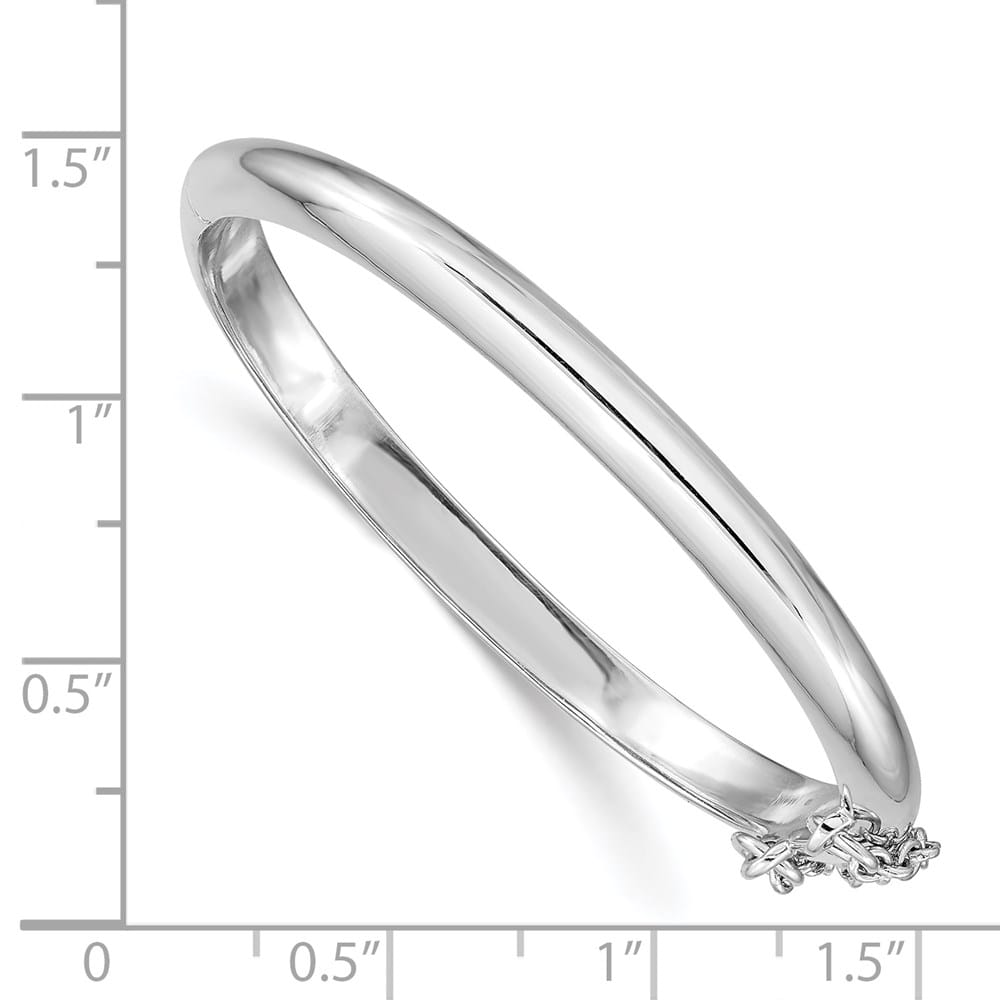 Sterling Silver Rhodium 4mm 42 mm Inside Diameter Hinged Bangle