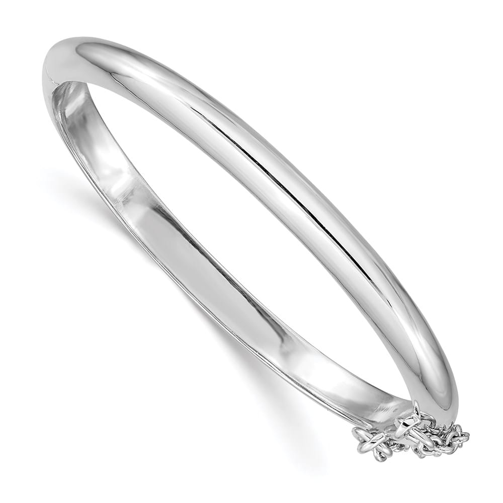 Sterling Silver Rhodium 4mm 42 mm Inside Diameter Hinged Bangle