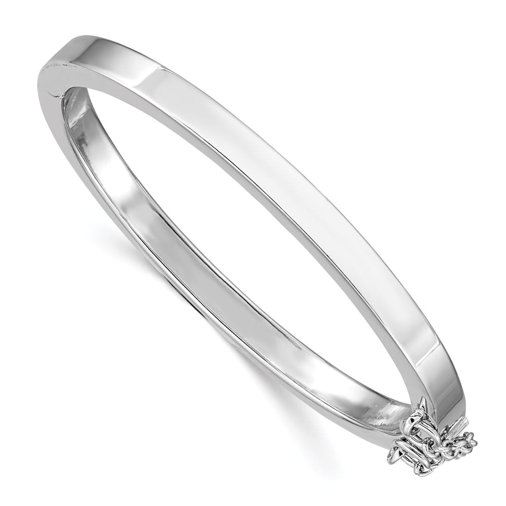 Sterling Silver Rhodium 4mm 45 mm Inside Diameter Hinged Bangle