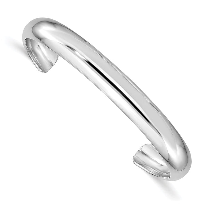 Sterling Silver Rhodium 6mm/Domed 40mm Inside Diameter Cuff Bangle
