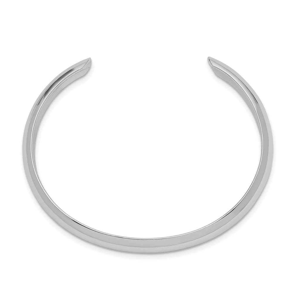 Sterling Silver Rhodium 6mm/Domed 45 Inside Diameter Cuff Bangle
