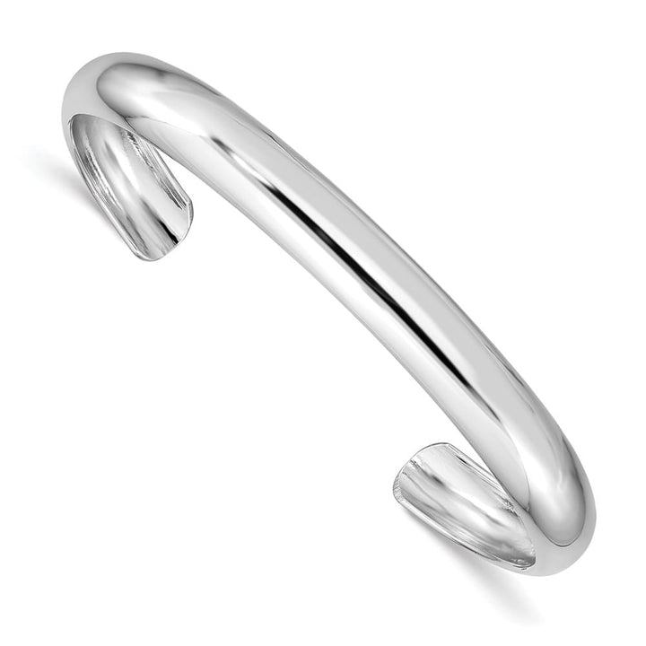 Sterling Silver Rhodium 6mm/Domed 45 Inside Diameter Cuff Bangle