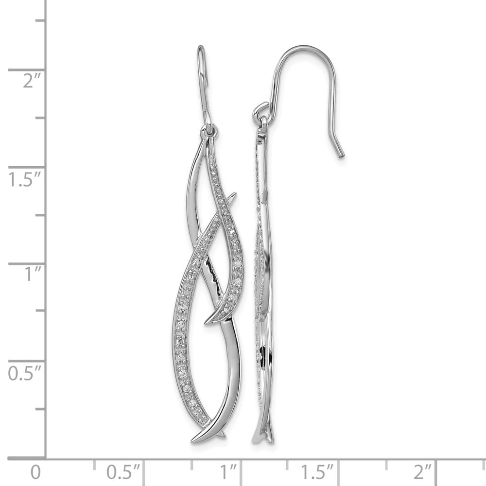 Sterling Silver Rhodium Diam. Dangle 54 x 10 mm Earrings, view 4 of 4