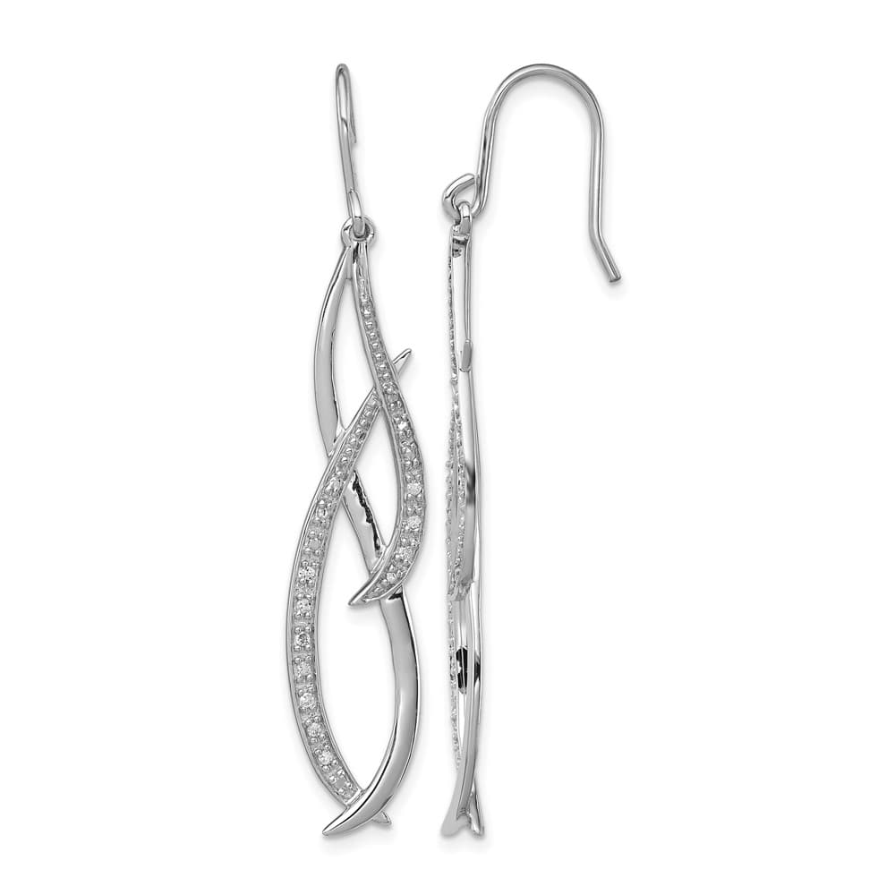 Sterling Silver Rhodium Diam. Dangle 54 x 10 mm Earrings, view 1 of 4