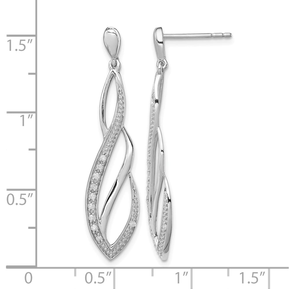 Sterling Silver Rhodium Diam. Dangle Post Earrings, view 4 of 4