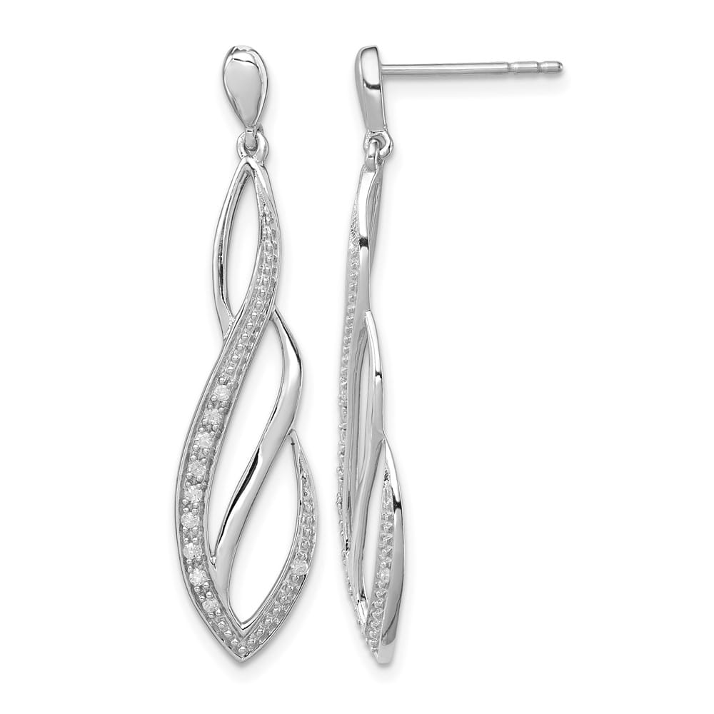 Sterling Silver Rhodium Diam. Dangle Post Earrings, view 1 of 4