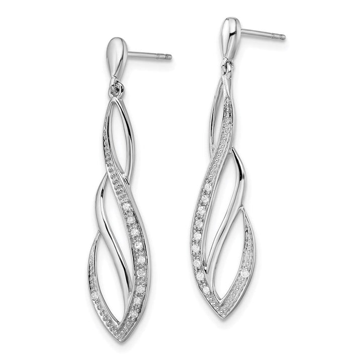 Sterling Silver Rhodium Diam. Dangle Post Earrings, view 2 of 4