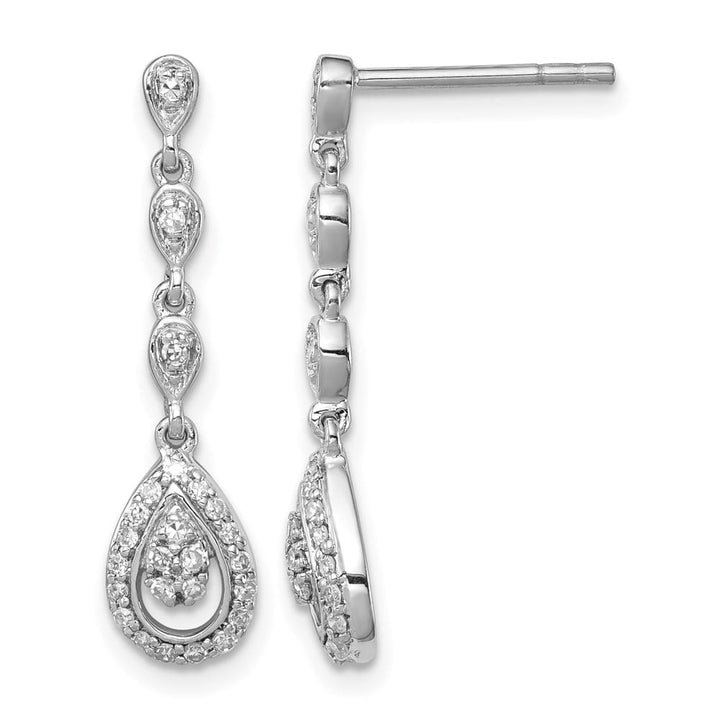 Sterling Silver Rhodium & Diam. Teardrop Post Dangle Earrings, view 1 of 4