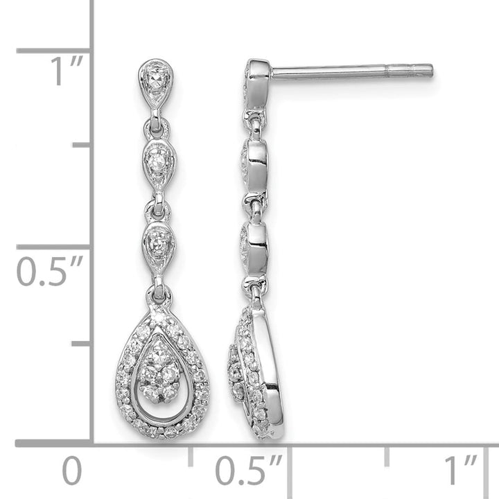 Sterling Silver Rhodium & Diam. Teardrop Post Dangle Earrings, view 4 of 4