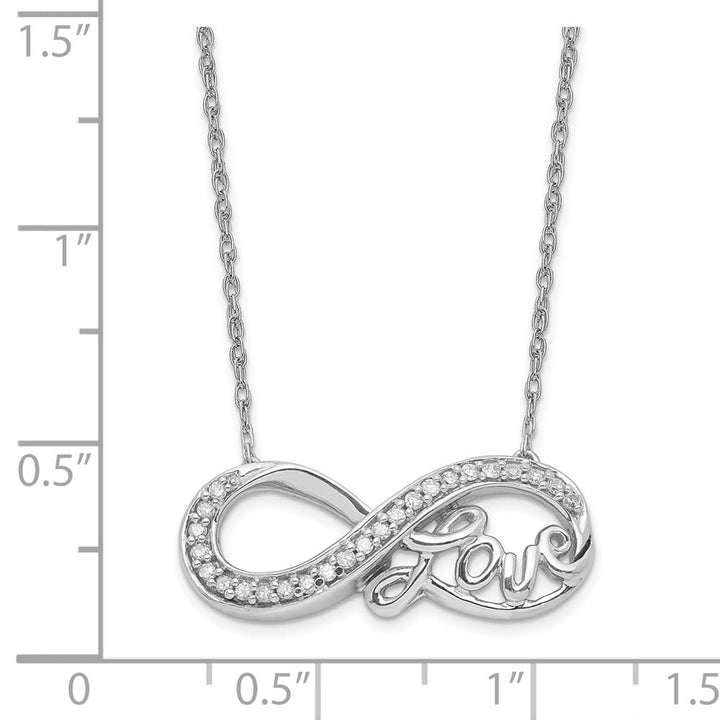 Sterling Silver Rhodium Diamond Infinity Symbol LOVE 18 inch Necklace