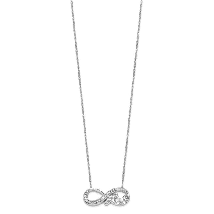 Sterling Silver Rhodium Diamond Infinity Symbol LOVE 18 inch Necklace