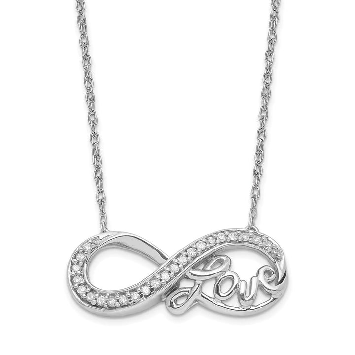 Sterling Silver Rhodium Diamond Infinity Symbol LOVE 18 inch Necklace