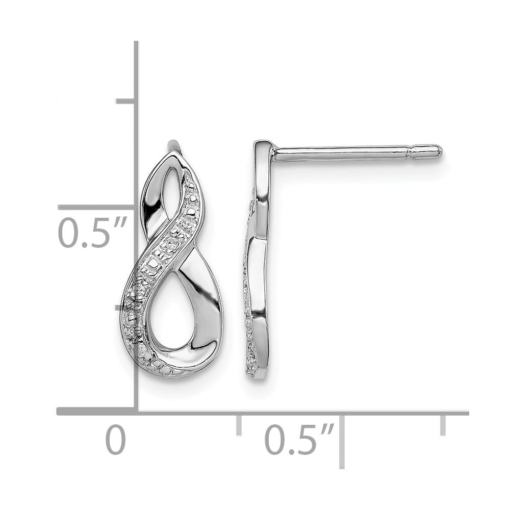 Sterling Silver Rhodium Diamond Post Earrings, view 4 of 4