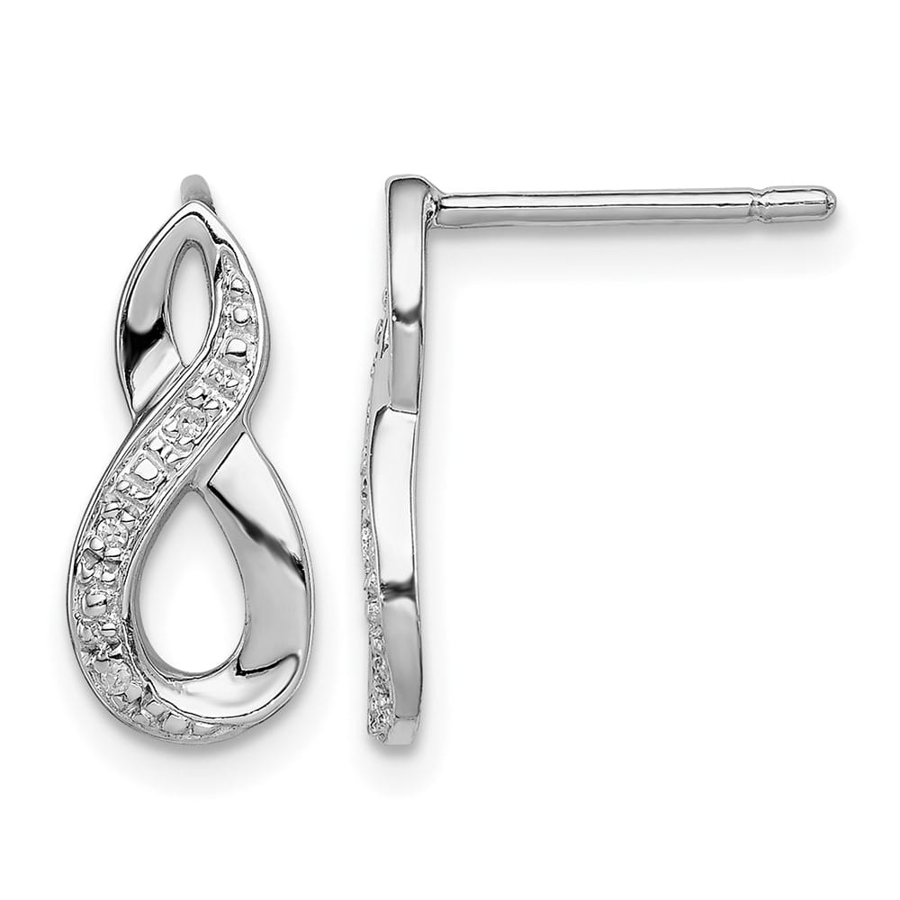 Sterling Silver Rhodium Diamond Post Earrings, view 1 of 4