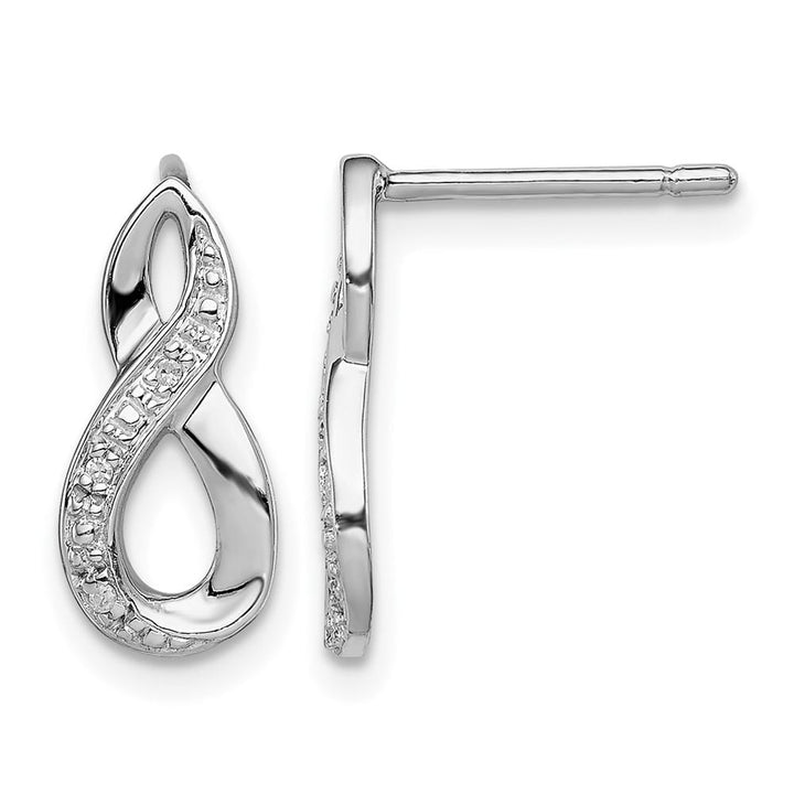 Sterling Silver Rhodium Diamond Post Earrings, view 1 of 4