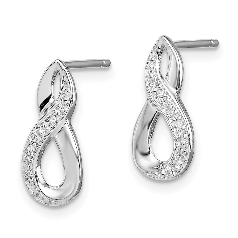 Sterling Silver Rhodium Diamond Post Earrings, view 2 of 4