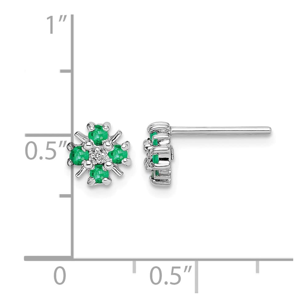 Sterling Silver Rhodium Emerald & Diamond 7 x 6 mm 0.92 g Earrings, view 4 of 4