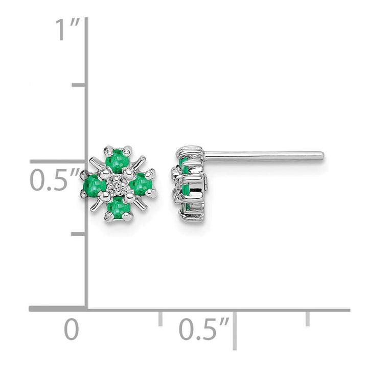 Sterling Silver Rhodium Emerald & Diamond 7 x 6 mm 0.92 g Earrings, view 4 of 4