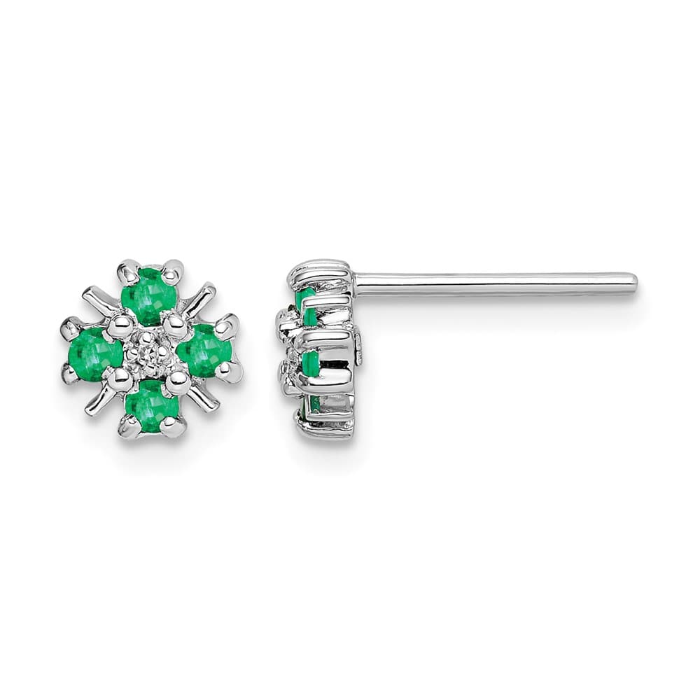 Sterling Silver Rhodium Emerald & Diamond 7 x 6 mm 0.92 g Earrings, view 1 of 4
