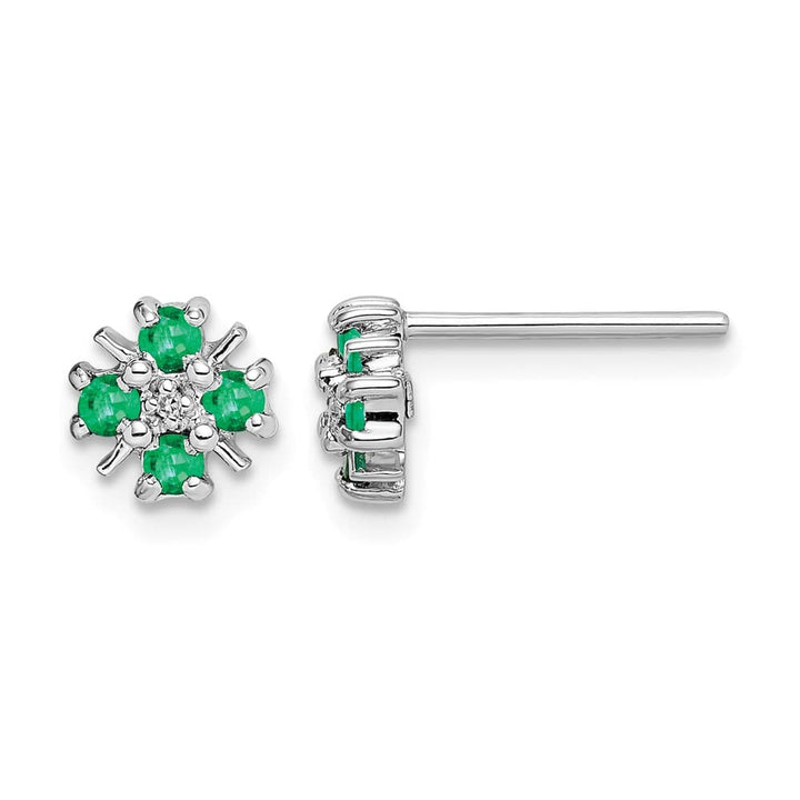 Sterling Silver Rhodium Emerald & Diamond 7 x 6 mm 0.92 g Earrings, view 1 of 4