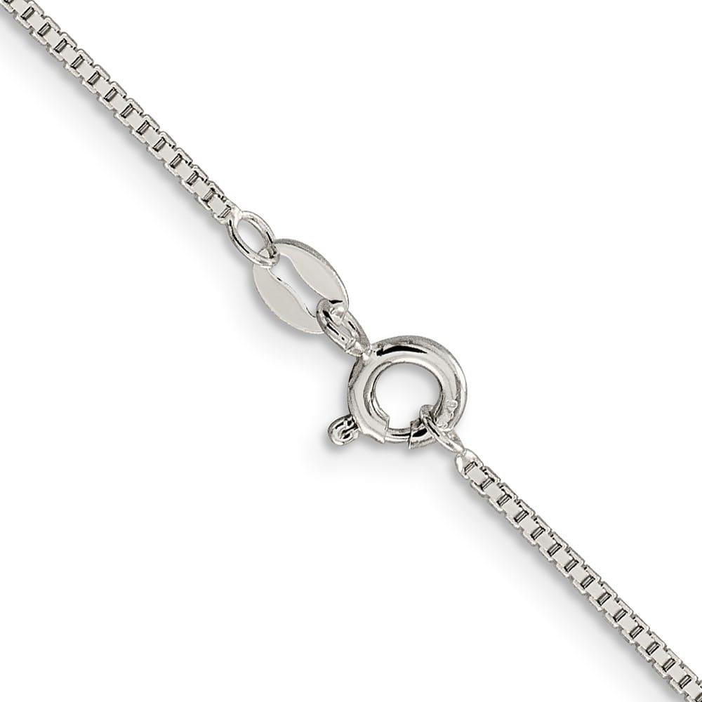 Sterling Silver Rhodium Finish 1.1mm Box Chain