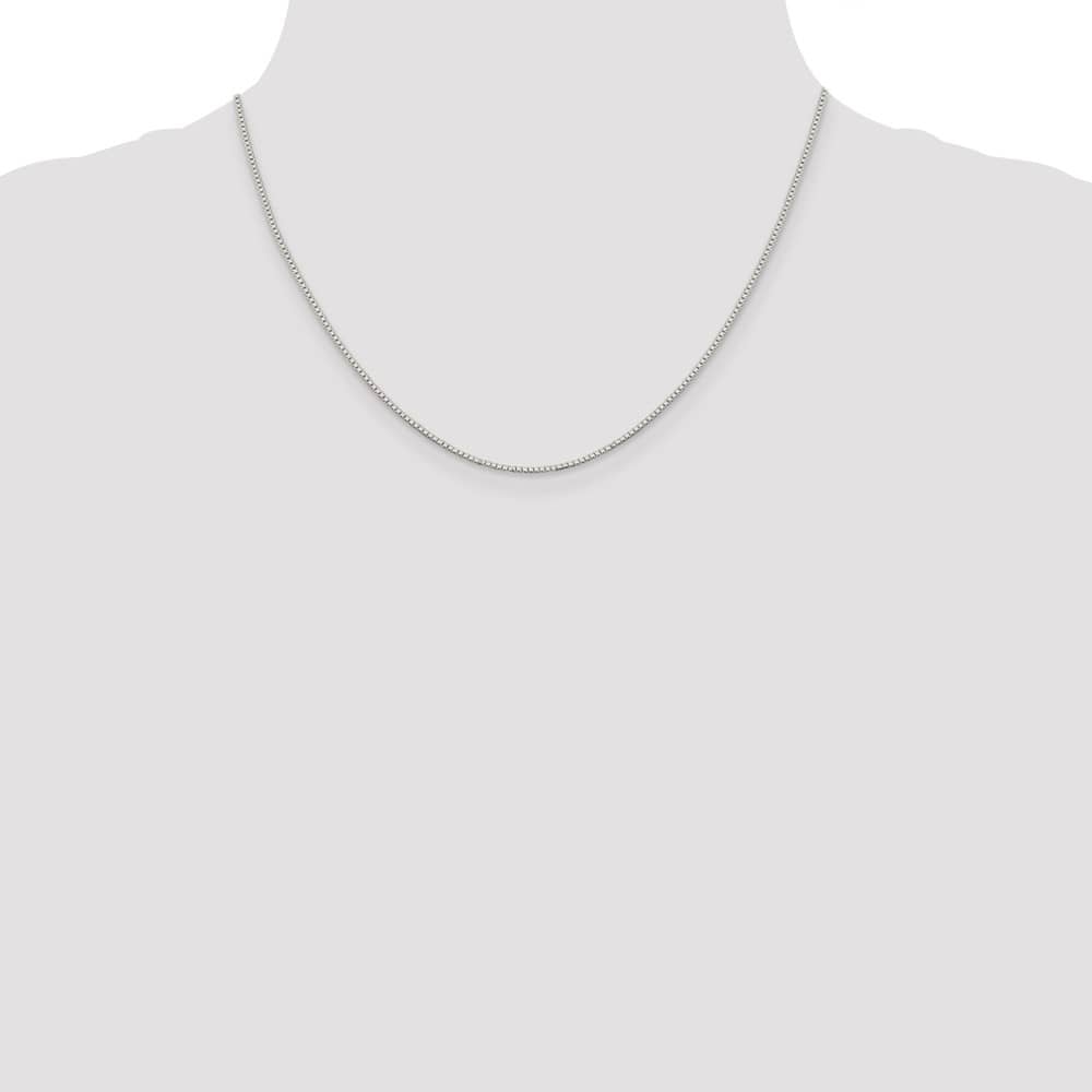 Sterling Silver Rhodium Finish 1.1mm Box Chain Size 18