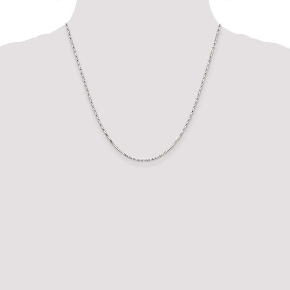 Sterling Silver Rhodium Finish 1.1mm Box Chain Size 20